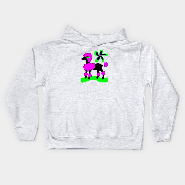 Poodle with Pink Hairdo Kids Hoodie by Designs by Connie